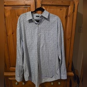 Rye Men's White and Blue Floral Button Down Shirt